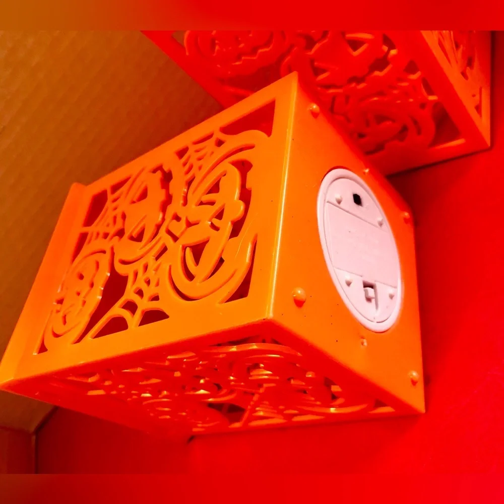 Orange Halloween Pumpkin Lantern Light Set of 2 Home Accents Decoration